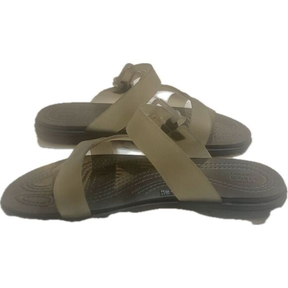Crocs Comfort Tulum Toe Post Sage Green Slide Rubber Sandals 206108 Womens Sz 6W - Picture 4 of 6